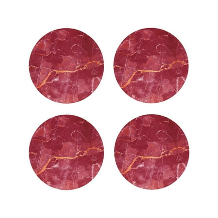 

Leather Coasters Set of 4 - Abstract Red Marble Lightweight Non-Slip Drink Coasters for Desk Anti-Scalding Desk Cup Coasters for Office Table Decor Round Shape
