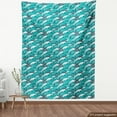 thumbnail image 3 of Ambesonne Ocean Fabric by the Yard Upholstery, Surfing Doodle Dolphins, 1 Yard, Charcoal Grey Teal White, 3 of 4