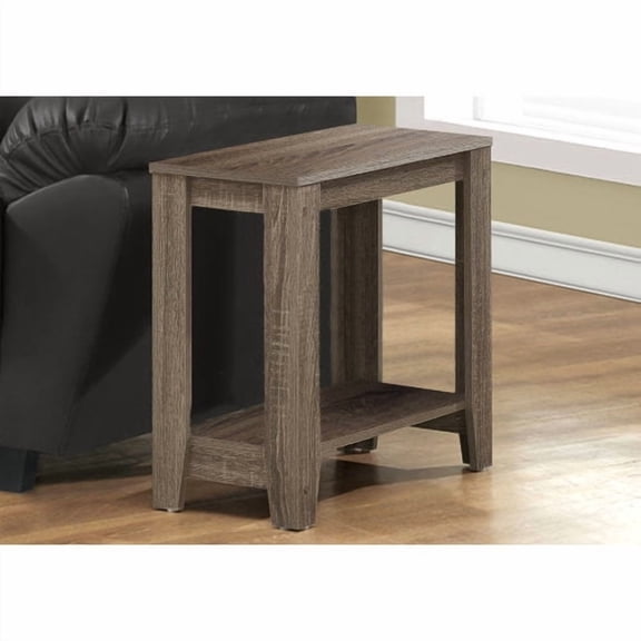 Dtwnek Rectangle End Table with Bottom Shelf, Wood Side Table for Living Room, Bedroom, Light Brown