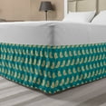 thumbnail image 1 of Birds Bed Skirt, Singing Flying Doves of Polka Dotted Wings Music Melody Sound Theme Print, Elastic Bedskirt Dust Ruffle Wrap Around for Bedding Decor, 4 Sizes, Khaki and Petrol Blue, by Ambesonne, 1 of 2