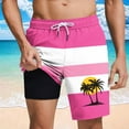 thumbnail image 2 of QQAMB Men Shorts Plus Size Elastic Waisted Strip Printed Palm Graphic Printed Summer Loose Comfy Shorts with Pocket Hot Pink S, 2 of 5