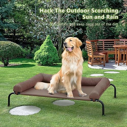 Elevated Dog Bed For Large Dogs  Portable Indoor & Outdoor Raised With Breathable Mesh Proof Pet Hammock Cots Removable And Waterproof Bolsters