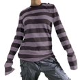 thumbnail image 3 of Basic T Shirts for Women Spring Summer Casual Tees Loose Long Sleeve Crewneck Striped Tops, 3 of 6