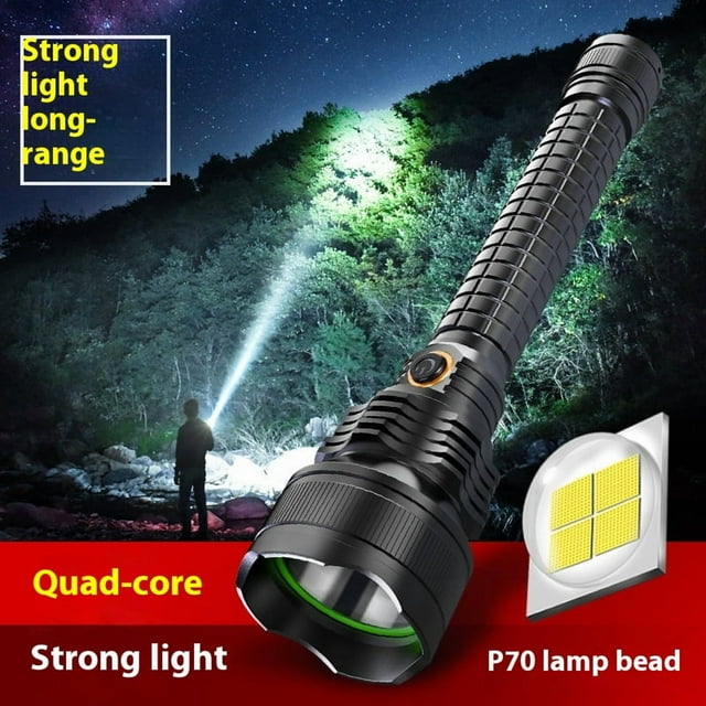 Black Flashlights Rechargeable,Powerful LED Flashlights, 8-24h Runtime, Flashlights for Home, Camping, 5Modes