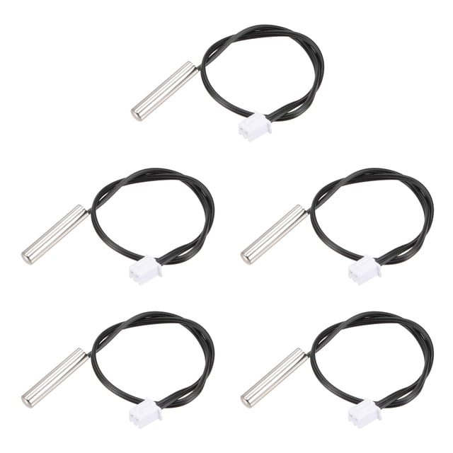 Unique Bargains 5pcs 20K Temperature Sensor Probe Stainless Steel NTC Thermal Sensor Probe 200mm Digital Thermometer Extension Cable