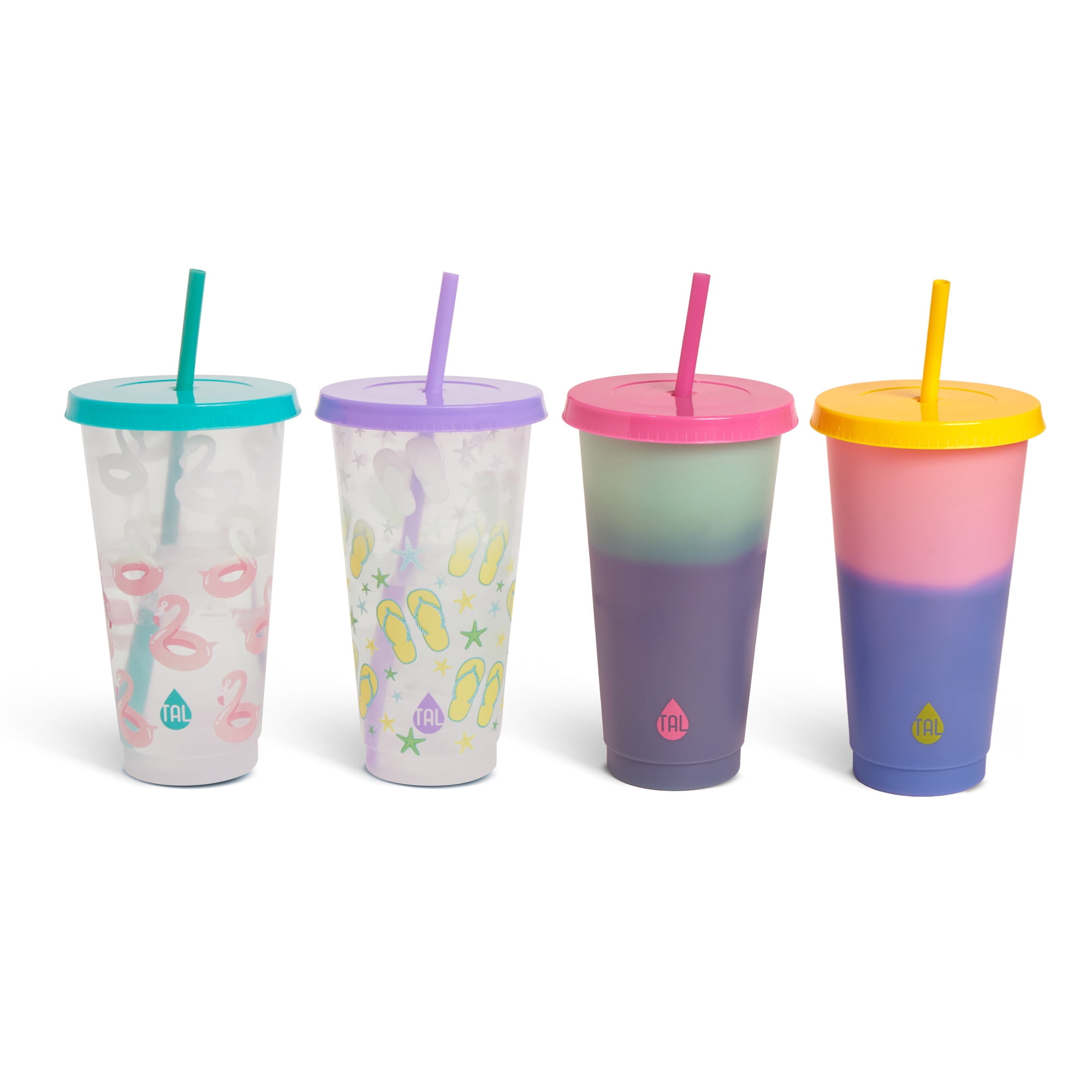 (2 pack) TAL Color Changing Cups 24oz 4-Pack, Summer