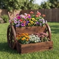 thumbnail image 5 of Costway 2 PCS Rustic Wood Wagon Planter 2-Tier with Wheels Handles&Drainage for Patio Balcony, 5 of 9