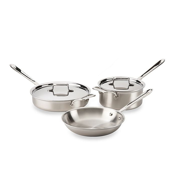 All-Clad d5 Brushed Stainless Steel 5-Piece Cookware Set - Walmart.com All Clad D5 Stainless Steel 5 Piece Cookware Set