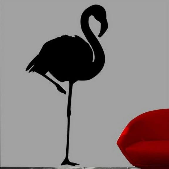 Wallhogs Flamingo Black Sihouette Cutout Wall Decal