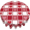 thumbnail image 3 of Valentine''s Day Round Tablecloth 60 Inch, Checkered Love Hearts Tablecloths Stain Resistance Polyester Table Cloth for Holiday Parties Kitchen Dining Indoor Outdoor, 3 of 6