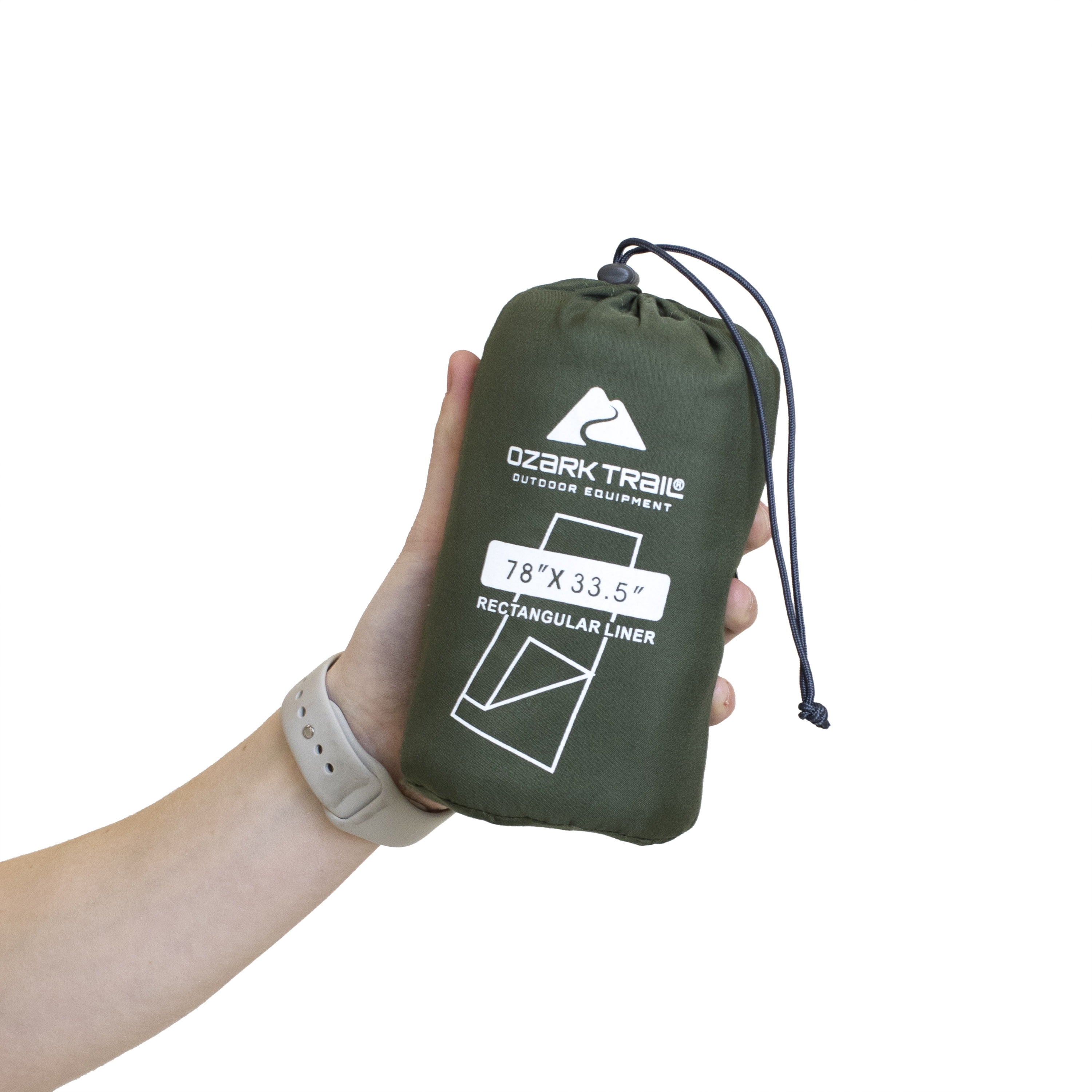Ozark Trail  Polyester Outdoor Camping Sleeping Bag Liner Sheet, Green (78 in. Length x 33.5 in. Width)