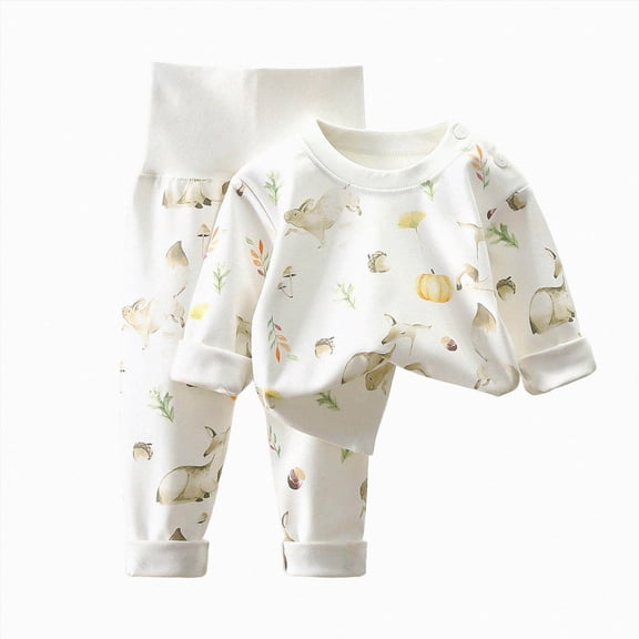 felwors Pajamas, 2-Piece Long Sleeve Tee and Long Pant Cotton PJ Set(2-3 Years,Green)