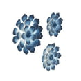 thumbnail image 6 of DecMode Coastal Metal Blue Glittery Flower Wall Décor, Set of 3 18", 12", 11"H, 6 of 13