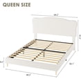 thumbnail image 2 of Queen Size Bed Frame with Upholstered Headboard, Soft Low Profile Sturdy Platform Bed with Rounded Corners Design, Heavy Duty, Wooden Slats, Noise Free, No Box Spring Needed, Beige, 2 of 9