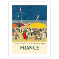 France - Deauville Normandie (Normandy) - Le Bar du Soleil (The Sunshine Bar) - Vintage Travel Poster by Kees Van Dongen c.1960 - Bamboo Fine Art 290gsm Paper Print (Unframed) 18x24in