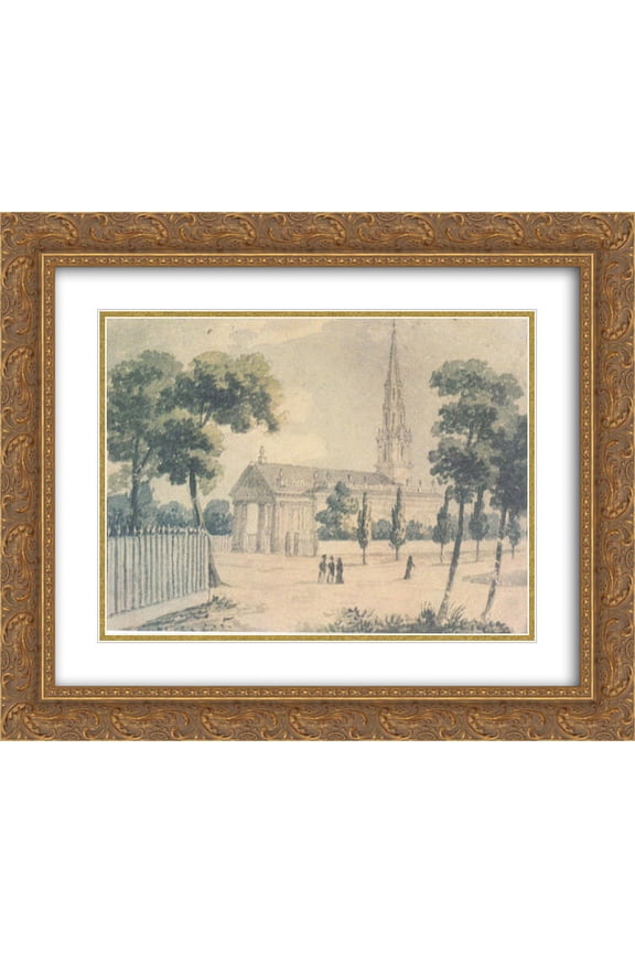 Pavel Svinyin 2x Matted 24x20 Gold Ornate Framed Art Print 'St. Paul's Cathedral in New York'