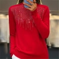 thumbnail image 2 of Womens Sweaters Semi Turtleneck Sequin Knit Sweater Long Sleeve Warm Autumn Winter Base Pullover Top Xl Size Sweaters For Women, 2 of 4