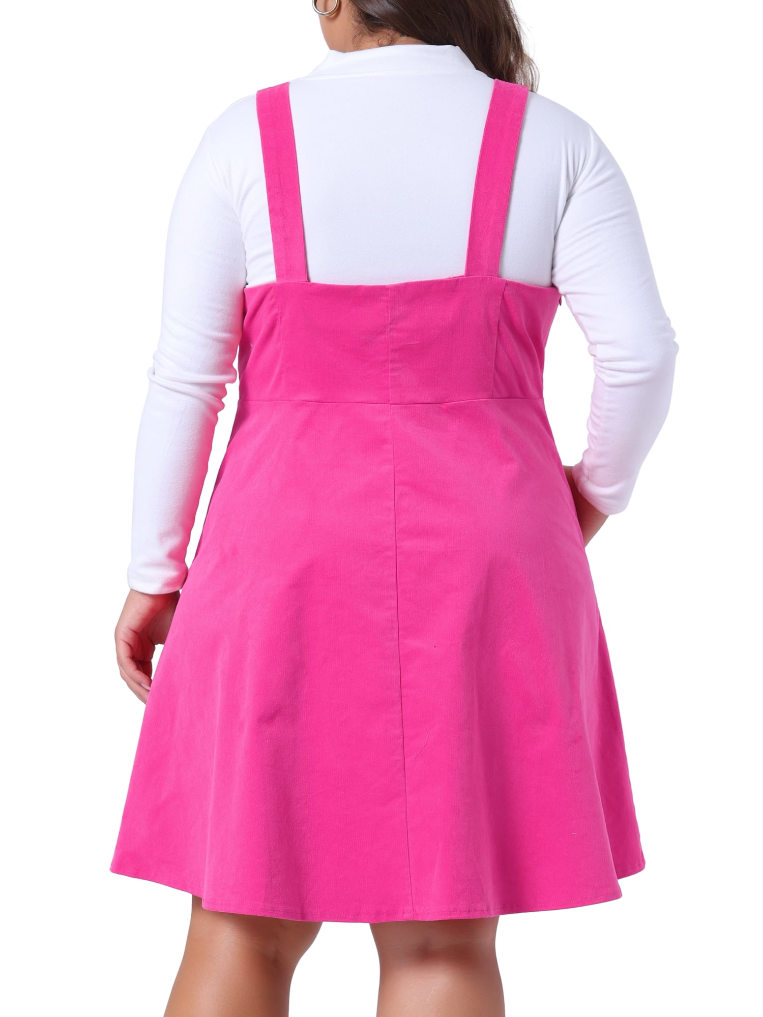 DARING DIVA Women's Plus Size Corduroy Adjustable Strap Suspender Skirt 2X Hot Pink