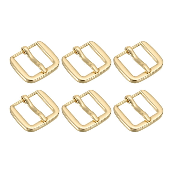 Metal Roller Buckle, 6Pack 0.75 Inch Single Prong Belt Buckle Square Replacement Bar Buckles for Leather Craft Accessories Belt, Light Gold