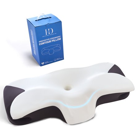 H&D Cervical Cooling Ergonomic Pillow, Adjustable Ergonomic Memory Foam Pillow, Cervical Support Relieves neck and shoulder pain