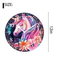 thumbnail image 2 of 12 Inch Wall Clock Battery Operated Silent Clock Decorative for Office, Kitchen, Outdoor, Living Room，Cute Unicorn Flower Retro Beautiful, 2 of 4