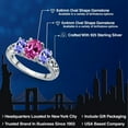 thumbnail image 2 of Gem Stone King 925 Sterling Silver Pink Created Sapphire and Blue Tanzanite Filigree Style 3 Stone Ring for Women (2.55 Cttw, Oval 8X6MM and 6X4MM) (Size 5), 2 of 6