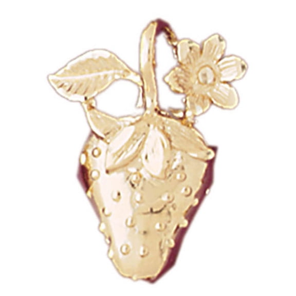 14K Yellow Gold Strawberry Pendant - 20 mm