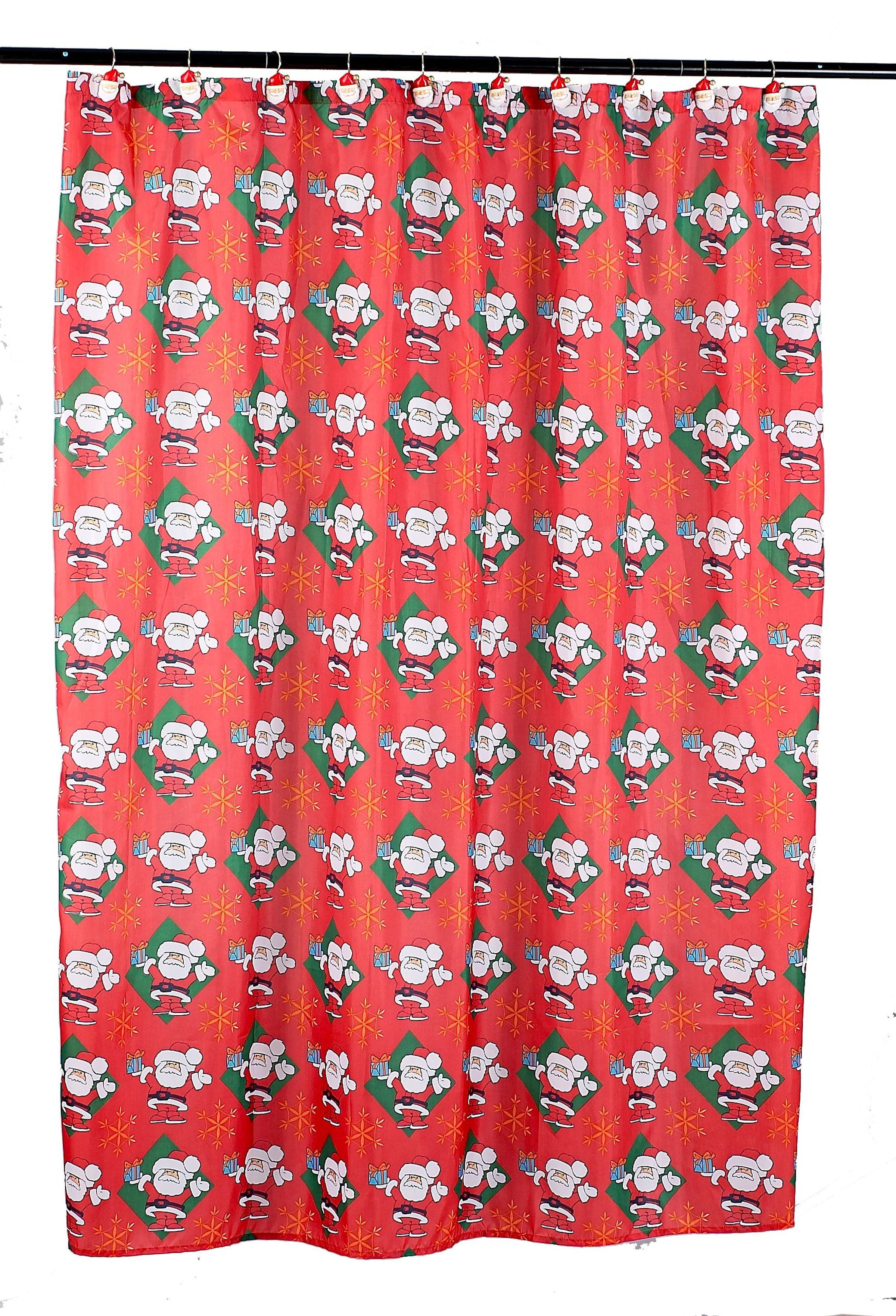 Santa Claus Fancy Fabric Shower Curtain 70"x"72 100% polyester. 