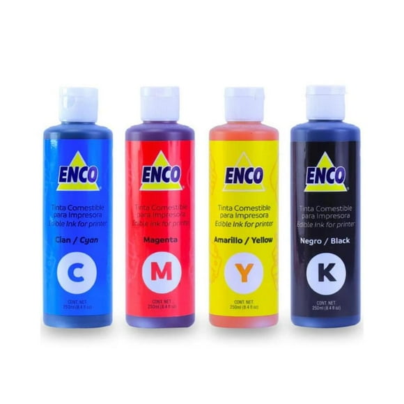 Kit Tintas Comestibles ENCO 250ml 4 Colores