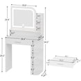 thumbnail image 3 of Small Vanity Desk with Mirror and Lights, 26.4" W Girls Vanity Set with Adapter, 3 Lighting Color Adjustable, Makeup Vanity Vanity for Girl, 3 of 9