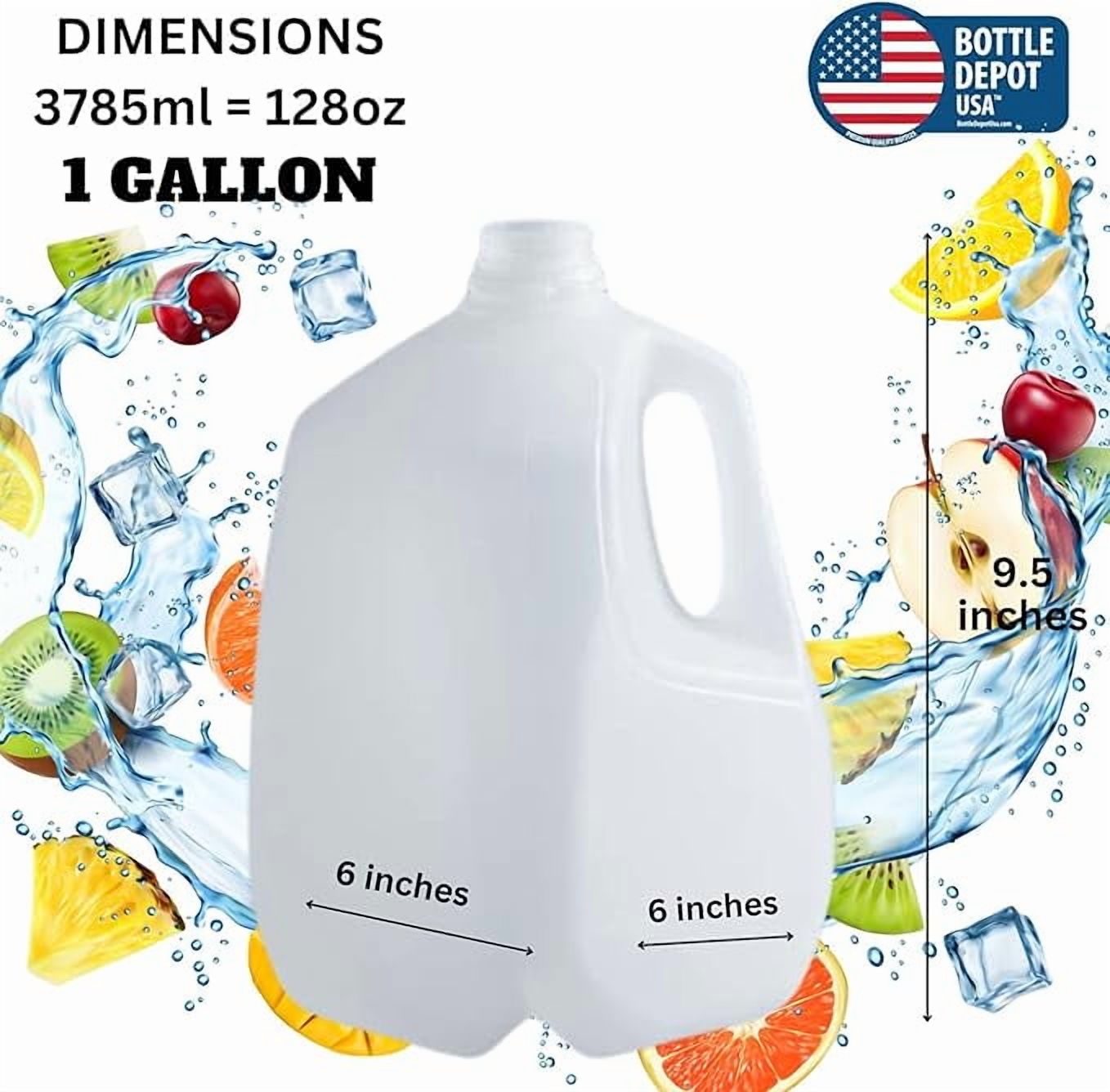 (8 PACK) 128 Oz Empty Plastic Gallon Juice Bottles with Tamper Evident GREEN Screw Caps - Smoothie Bottles - Ideal for Juices, Milk, Smoothies, Ice Coffee, Picnic's and Even Meal Prep - Made in USA
