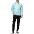 thumbnail image 2 of INSPIRE CHIC Men's Jacket Metallic Zip up Hooded Lightweight Holographic Shiny Jackets S Mint Blue, 2 of 7