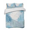 thumbnail image 2 of Quilts King Size, Light Blue Grey Palm Leaves Soft Comforter Bedding Set for Bed, Summer Tropical Plants Botanical Lightweight Quilted Bedspread with Pillow Cover(2 Pieces) All Season, 96x106 Inch, 2 of 9