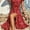 Red, variant on ZOELNIC Summer Floral Print Maxi Dress for Women Button Up Split Long Flowy Bohemian Beach Party Dresses, XL