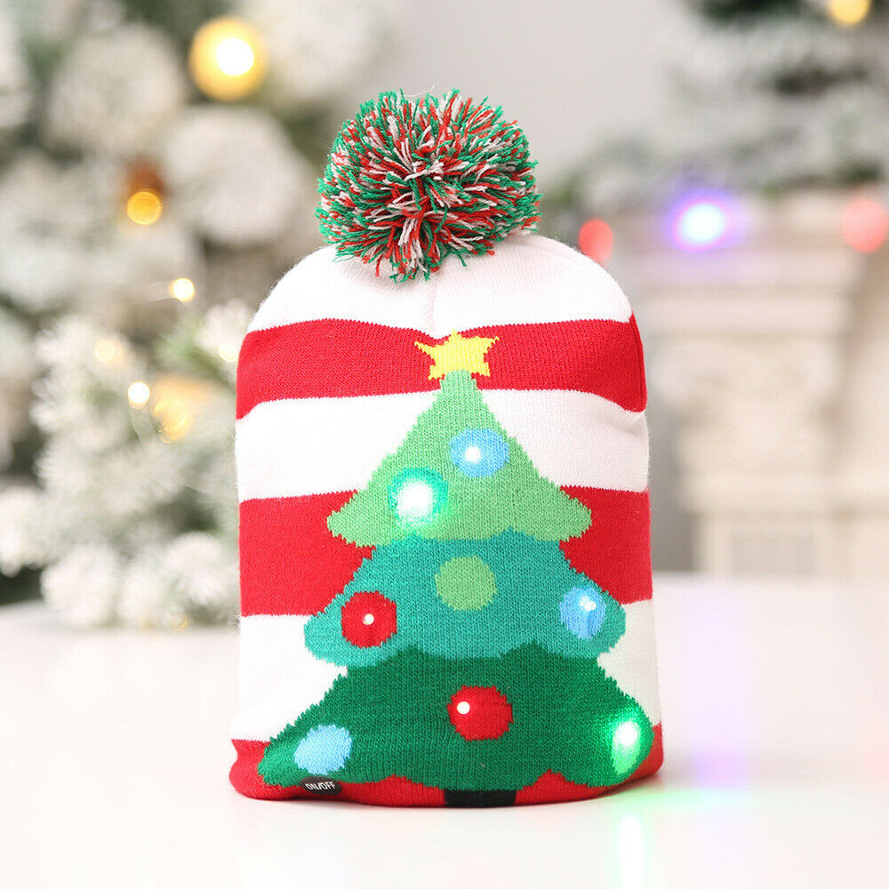 LED Light-up Christmas Hats Xmas Santa 