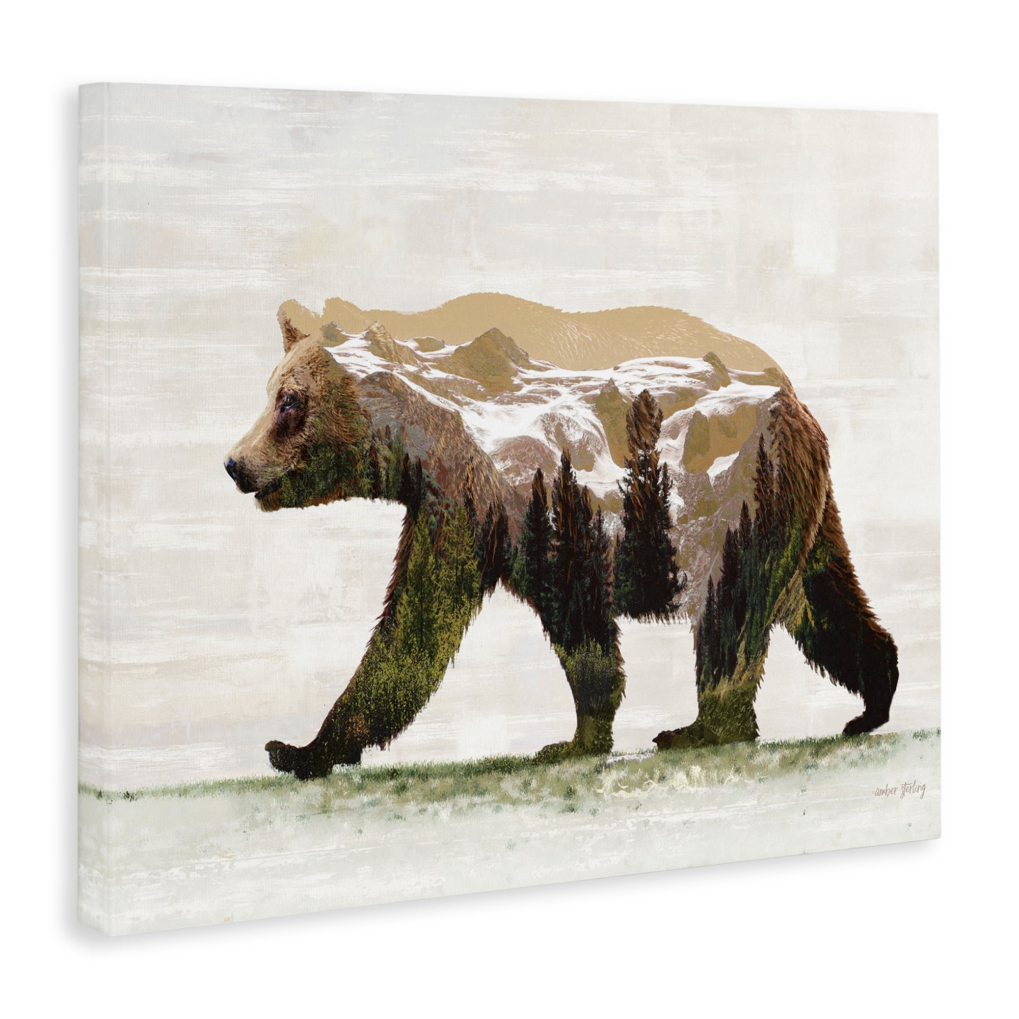 Stupell Industries Woodland Pattern Bear Animals & Insects Painting Gallery Wrapped Canvas Art Print Wall Art, 48 x 36
