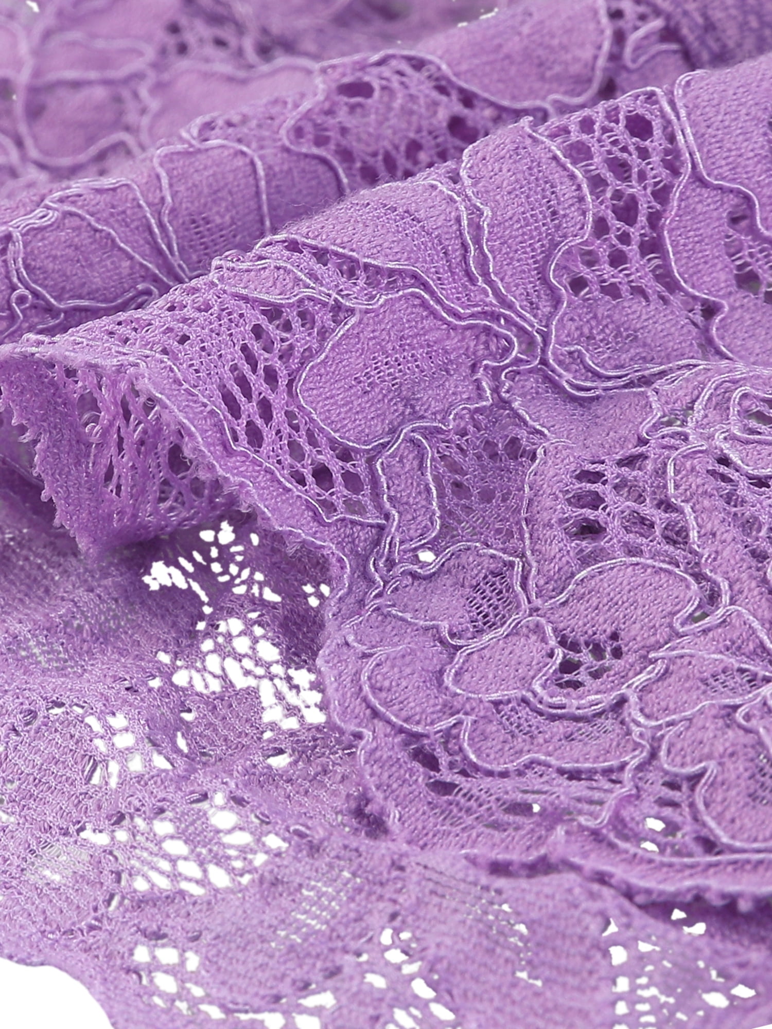DARING DIVA 3/4 Sleeve Sheer Floral Lace Shrug Top M Purple
