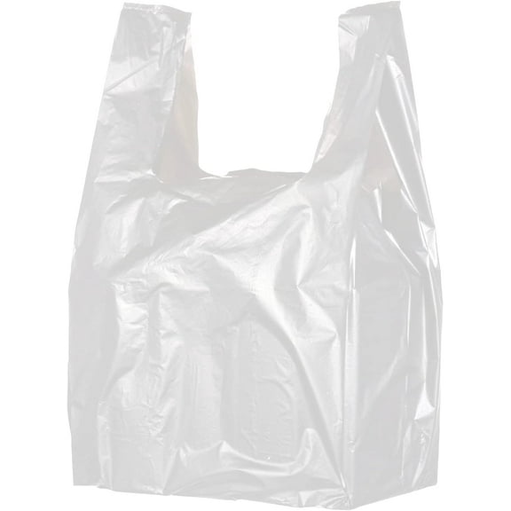 PUREVACY White T-Shirt Bags 11.5 x 6.5 x 21 Inch. Pack of 1000 Plastic Bags with Handles. 0.65 Mil Plastic Shopping Bags for Groceries. Tear-Proof Plastic Grocery Bags with Handles for Small Business