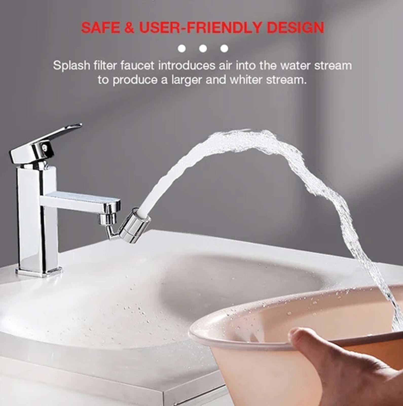 Faucet with a spray filter for Taps with M22 External Thread or M24 Internal Thread Nozzle Female Thread Universal Splash Filter Faucet 720/° Rotate Water Outlet Faucet