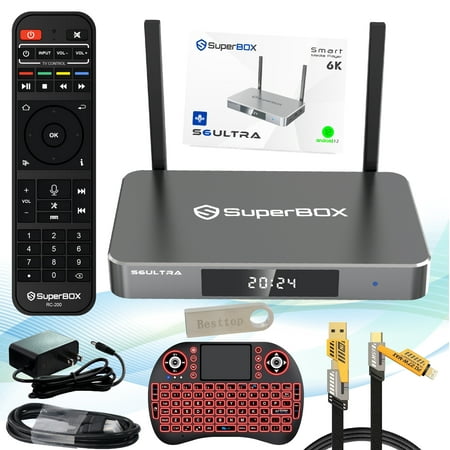 Latest S6 Ultra Super-Box 2025 Fully Loaded, Voice Controls, 4G RAM+128G ROM Superbox with Time Shift, Premium 6K, Easy Setup Guide (Parental Control Time Included)