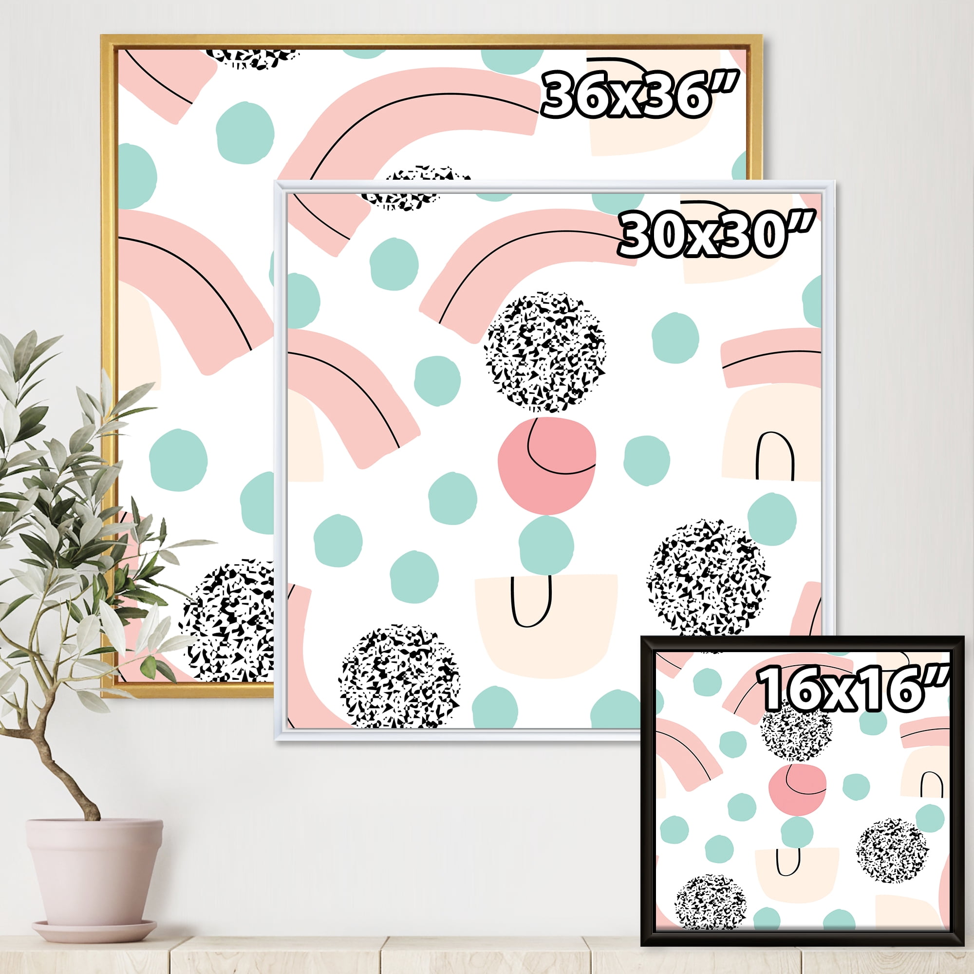 Designart 'Elements and Organic In Pastel Tones' Modern Framed Canvas Wall Art Print