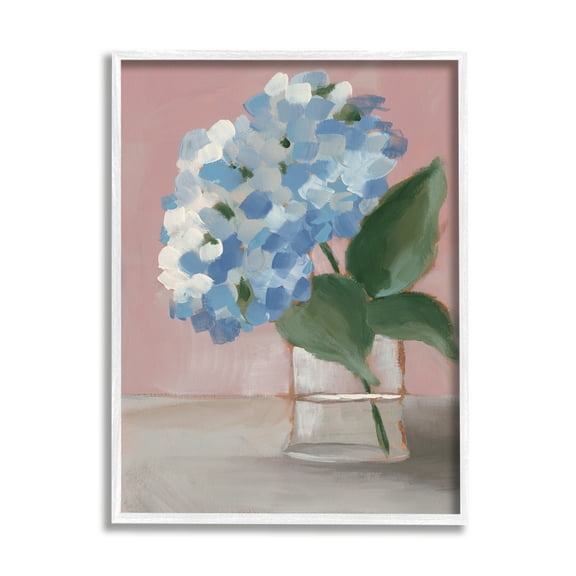Stupell Industries Contemporary Blue Hydrangea Still Life Floral Stem Glam Painting White framed Art Print Wall Art, 11 x 14, Design by Regina Moore