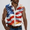 thumbnail image 1 of EGNMCR Débardeur Col Rabattu Homme Mode Décontractée Jour de l'Indépendance Imprimé Col Rabattu Sans Manches Poches Débardeur Sport Homme Polyester Blouse, 1 of 5
