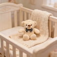 thumbnail image 5 of Eoozwa Teddy Bear Plush Doll with Blue Bow Tie, Soft Stuffed Animal in White Brown Khaki, Sitting Pose for Home Shelf Decor, 11.02 Inches, 5 of 6