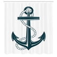 thumbnail image 3 of Ambesonne Navy White Shower Curtain, Maritime Anchor and, 69"Wx84"L, Dark Teal and White, 3 of 5