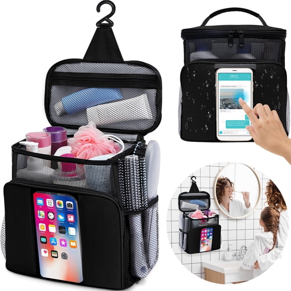 Mesh Shower Caddy - Large Hanging Toiletry Bag for Travel, Dorm, Beach, and Camping, Quick-Dry Portable Shower Storage Organizer