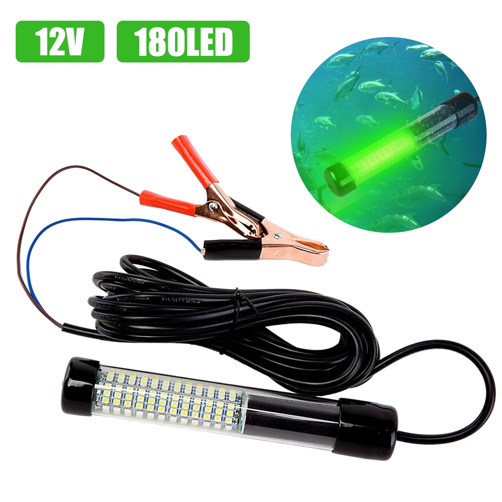 EEEkit Underwater Fishing Light,12v 14w 180 LED 1300 Lumens Lure Bait