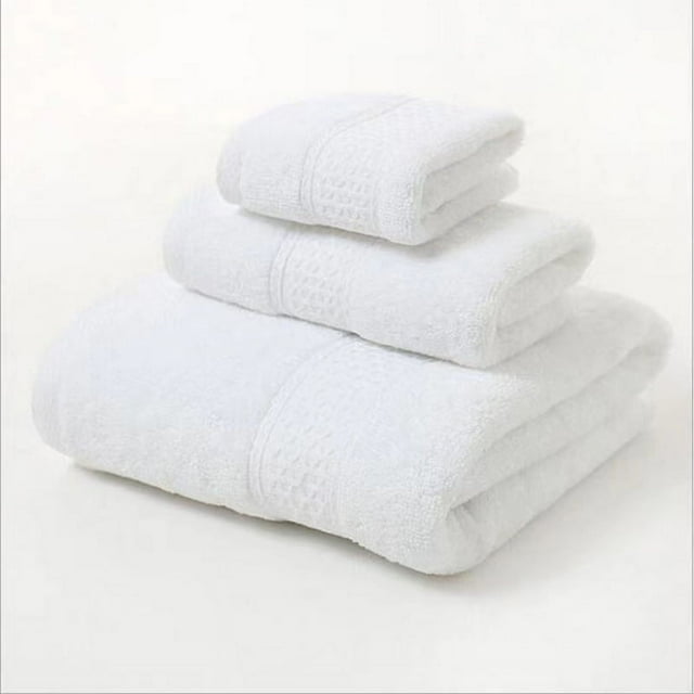 XmhyTop-A Juego de 3 toallas de algodón absorbentes y suaves para el baño, color blanco