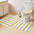 thumbnail image 2 of Orange Grey Striped Bath Mat 3 Piece Bathroom Rug Set, Geometric Vertical Stripes White Non Slip Bath Rug Contour Mat and Toilet Lid Cover, Absorbent Shower Mats Soft Bath Rugs and Mats Sets, 2 of 8
