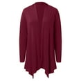 thumbnail image 6 of Fiaer Long Cardigans Sweaters for Women Plus Size Lightweight Long Sleeve Solid Asymmetric Hem Front Open Tops Red M, 6 of 6